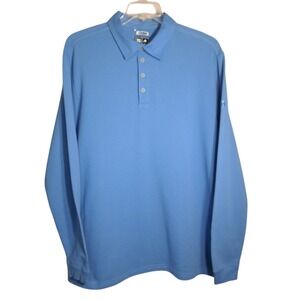Adidas Climalite‎ Men Polo Collared Shirt XL/TG Blue Long Sleeves Classic Button